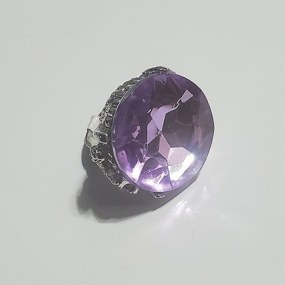 Natural Stone Rings Purple Crystal Lapis Silver Color. 🌴